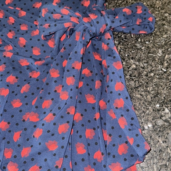 Boden Navy And Red Jersey Knit Long Sleeve Faux Wrap Silvia Scoop Neck Dress - Picture 4 of 7